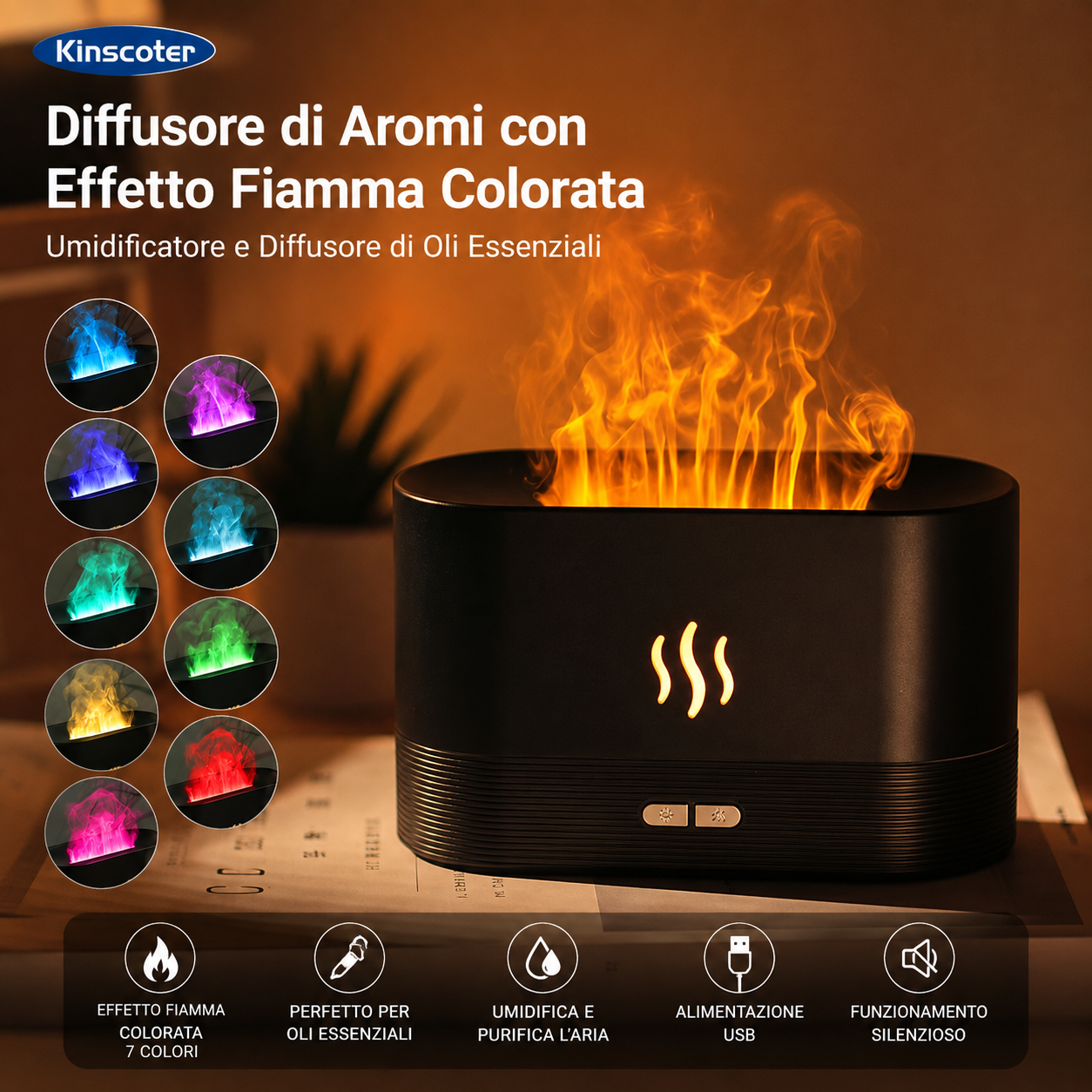 Diffusore di Aromi a Fiamma USB da Scrivania
