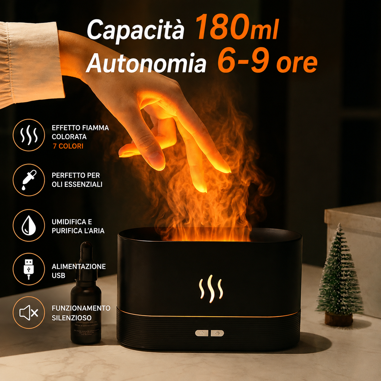 Diffusore di Aromi a Fiamma USB da Scrivania